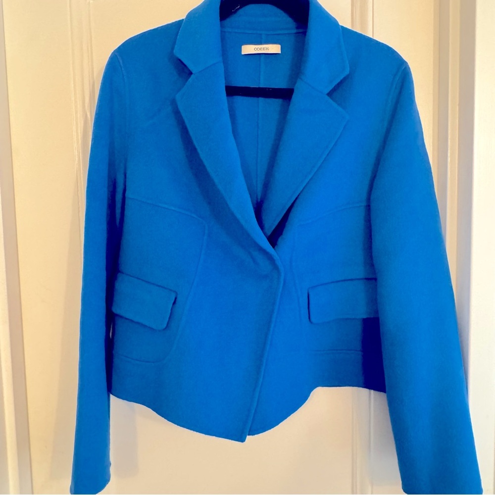 ODEEH Bright Blue Boxy Wool & Cashmere Blazer - Size M